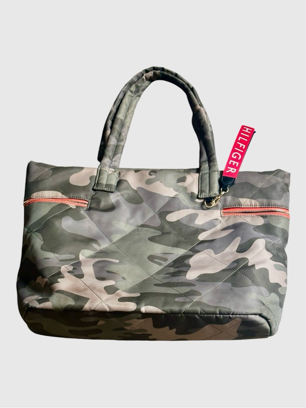 Tommy Hilfiger Kensington Quilted Camo Tote - Olive Green